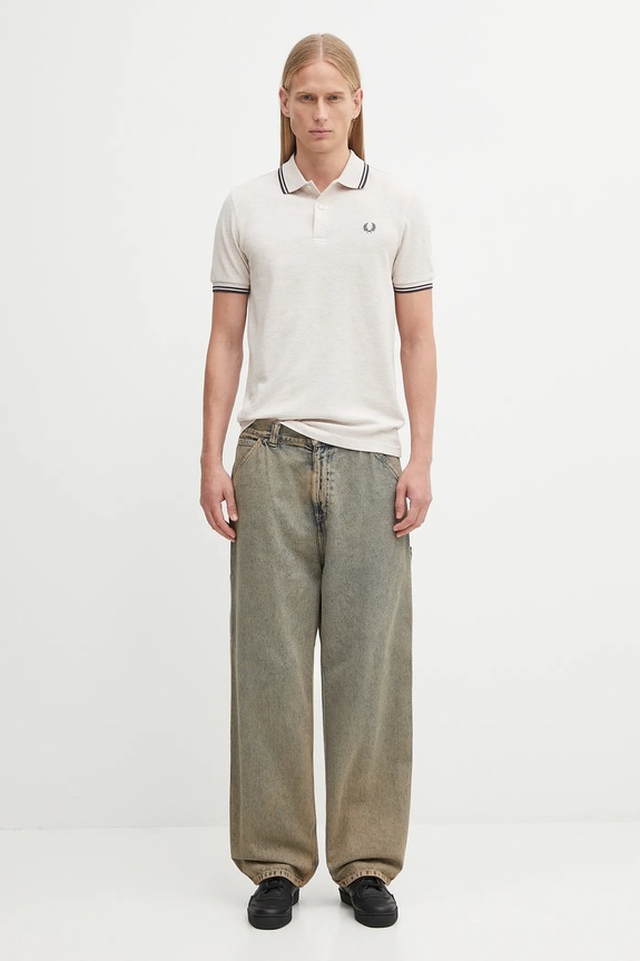 Βαμβακερό μπλουζάκι πόλο Fred Perry M3600 μπεζ