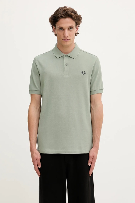 Βαμβακερό μπλουζάκι πόλο Fred Perry κανονικό πράσινο M6000