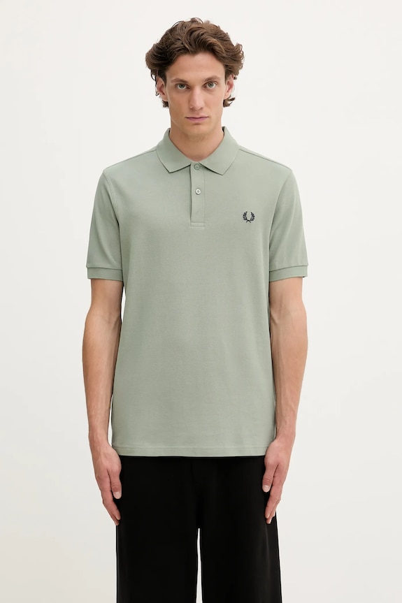 Βαμβακερό μπλουζάκι πόλο Fred Perry κανονικό πράσινο M6000