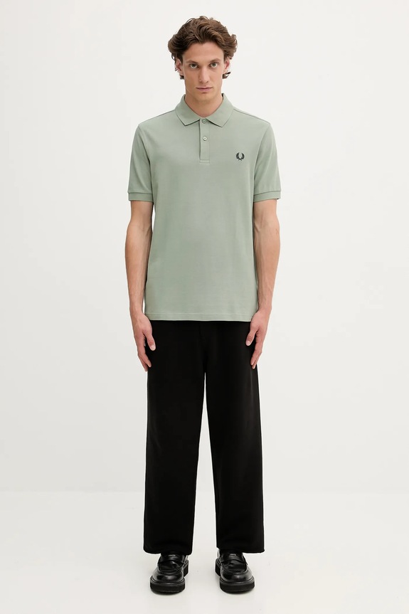 Βαμβακερό μπλουζάκι πόλο Fred Perry M6000 πράσινο