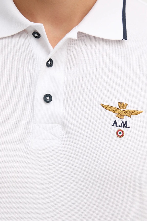 Aeronautica Militare polo męskie bawełniane PO1308UP00082 biały