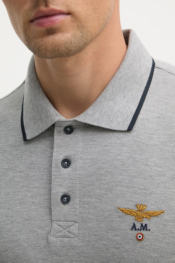 Aeronautica Militare polo męskie bawełniane PO1308UP00082 szary