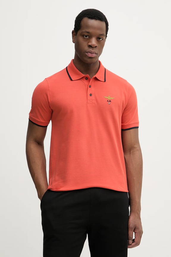 Aeronautica Militare polo męskie bawełniane czerwony PO1308UP00082