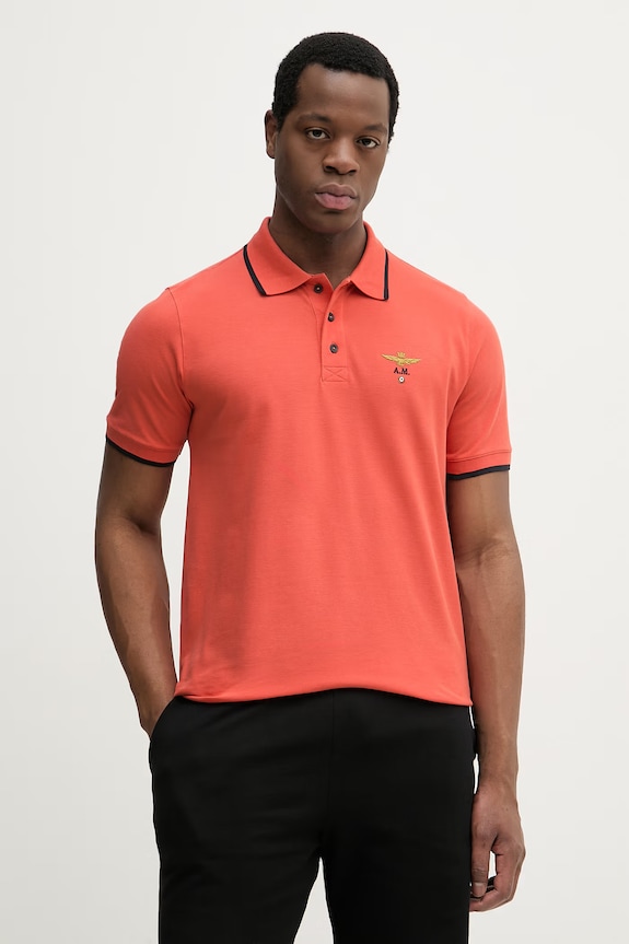 Aeronautica Militare polo męskie bawełniane czerwony PO1308UP00082