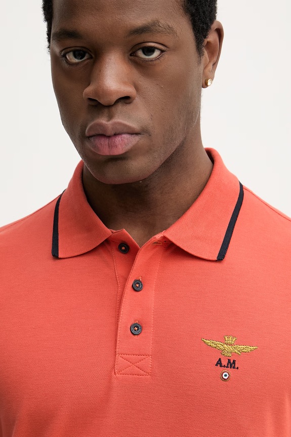 Aeronautica Militare polo męskie bawełniane czerwony PO1308UP00082