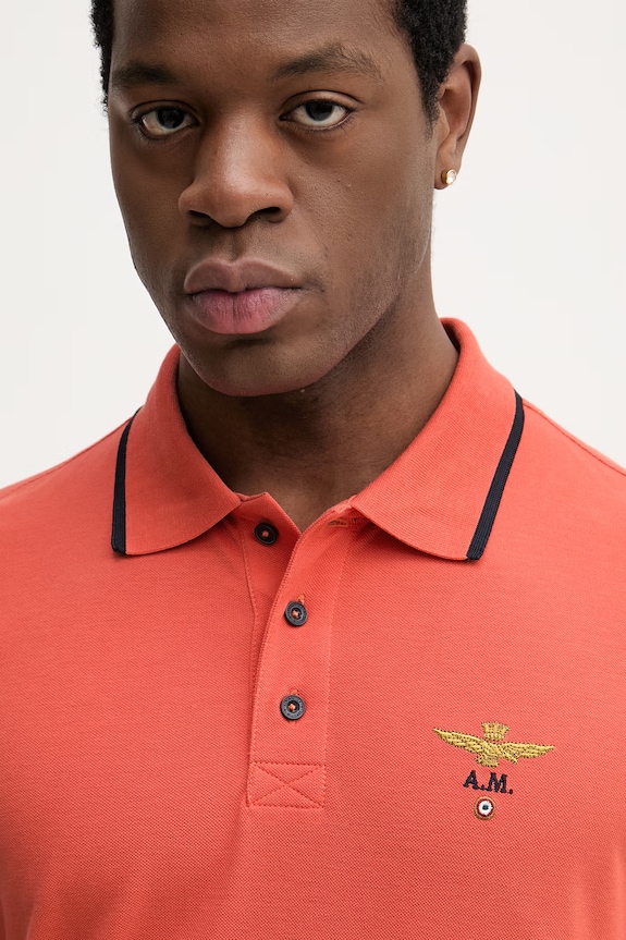 Aeronautica Militare polo męskie bawełniane czerwony PO1308UP00082