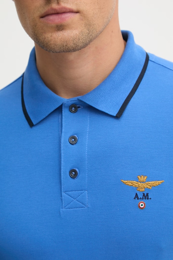 Aeronautica Militare polo bărbătesc din bumbac PO1308UP00082 albastru