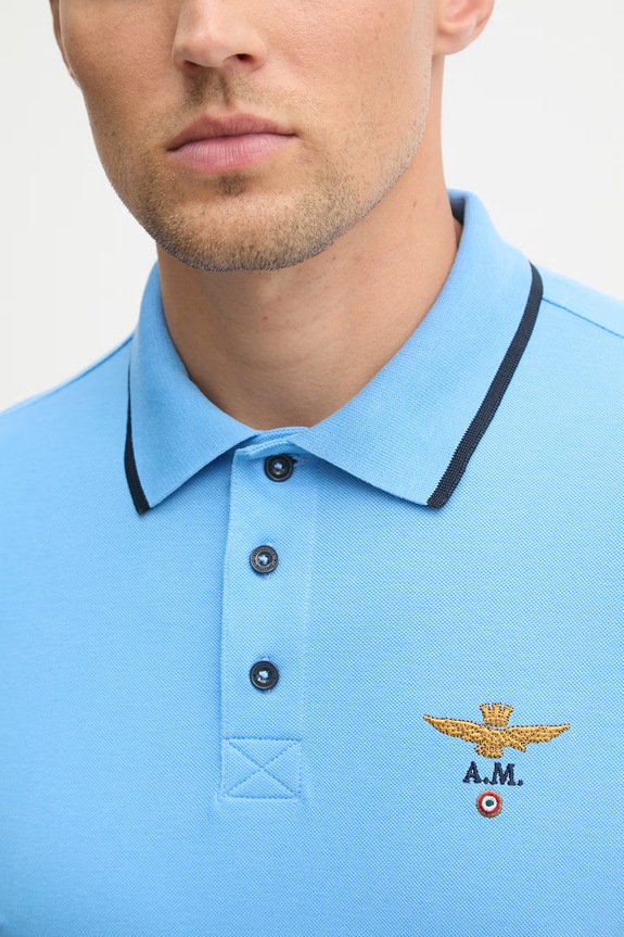 Aeronautica Militare polo męskie bawełniane PO1308UP00082 niebieski