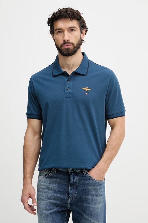 Aeronautica Militare πόλο ανδρικό βαμβακερό σκούρο μπλε PO1308UP00082