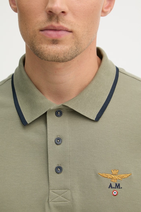 Aeronautica Militare polo de bărbați din bumbac PO1308UP00082 verde