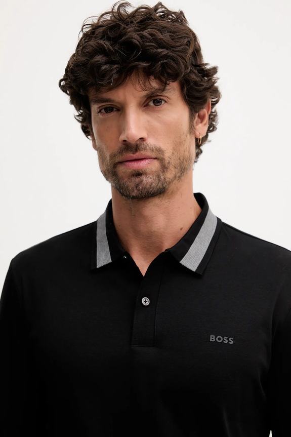 BOSS top a maniche lunghe in cotone H-Pleins 200 nero 50549257