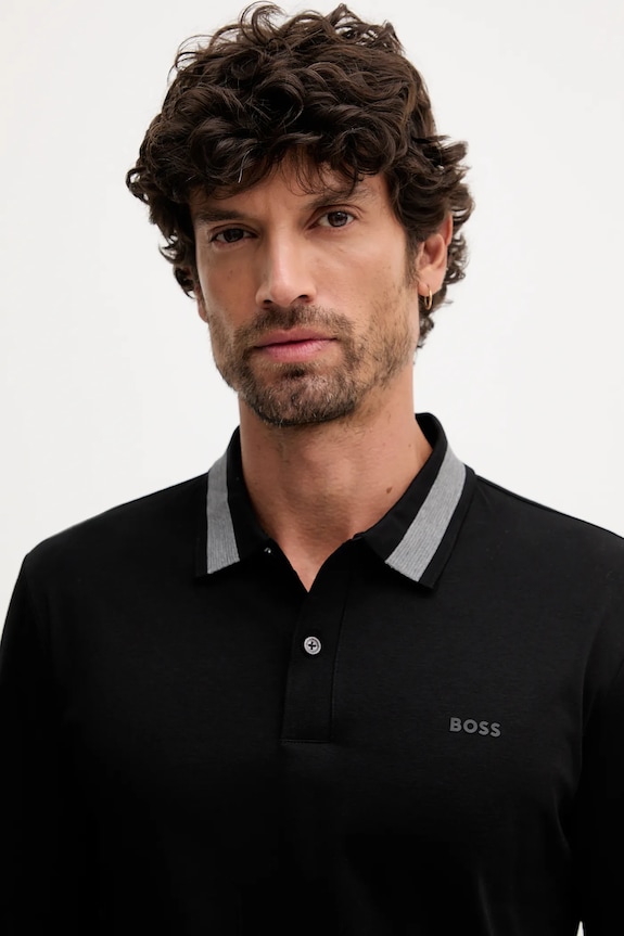 BOSS top a maniche lunghe in cotone H-Pleins 200 nero 50549257