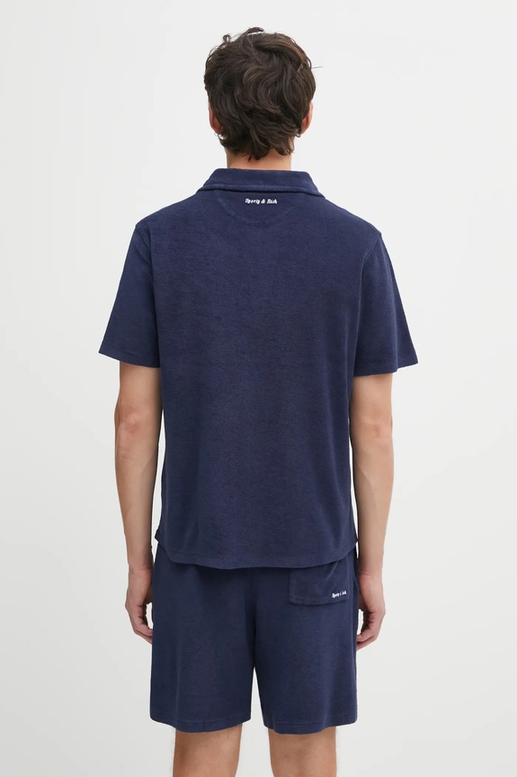 Дрехи Памучна тениска с яка Sporty & Rich Eden Script Terry TO03260673BL106 тъмносин