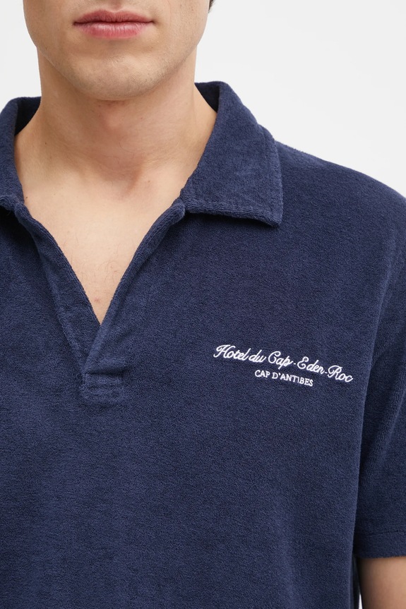 Памучна тениска с яка Sporty & Rich Eden Script Terry тъмносин TO03260673BL106