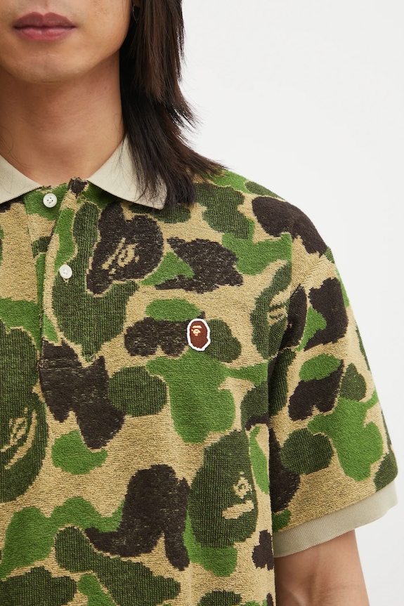 A Bathing Ape polo Camo Pile Jacquard zielony 001POL301002M