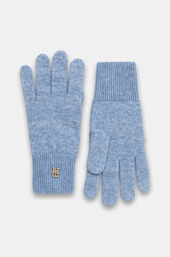Μάλλινα γάντια Tommy Hilfiger μελανζέ μπλε AW0AW17798