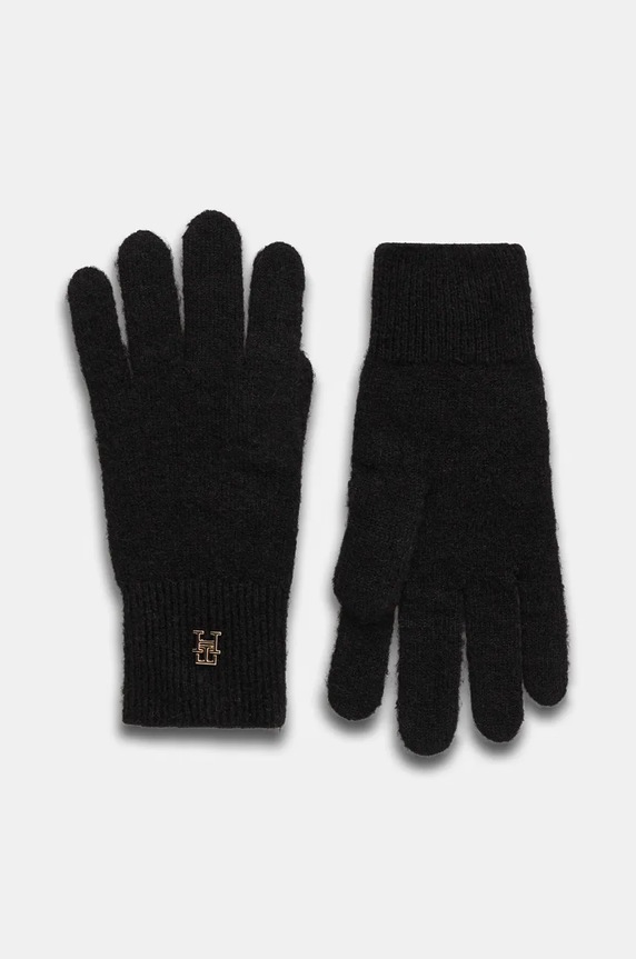 Tommy Hilfiger rękawiczki z wełną melanż czarny AW0AW17798