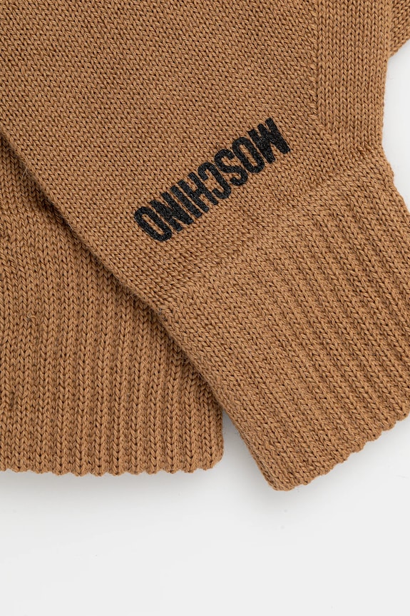 Γάντια με προσθήκη μαλλιού Moschino M3326.65444 καφέ AW25