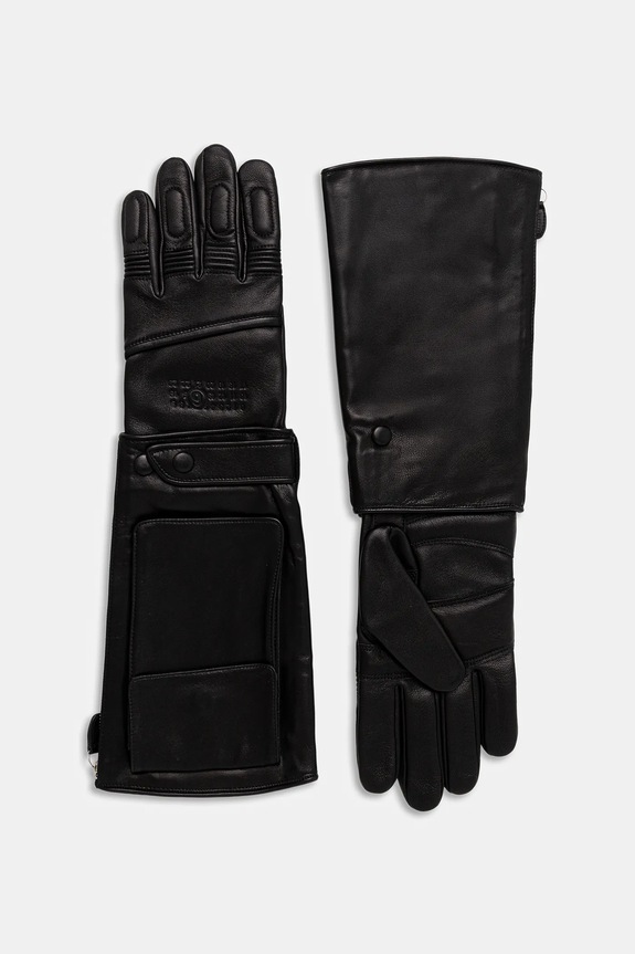 MM6 Maison Margiela guanti in pelle x Agnelle pelle fiore nero SH2TS0004.M07014.900