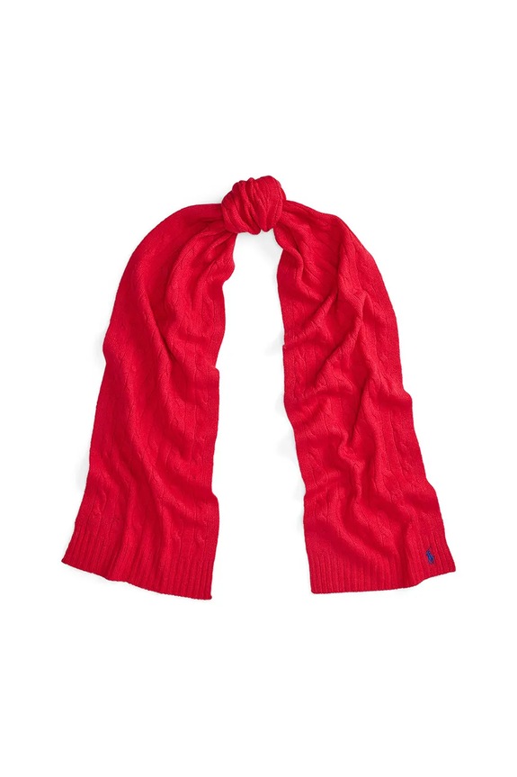 Polo Ralph Lauren szalik wełniany dzianina czerwony 455956296