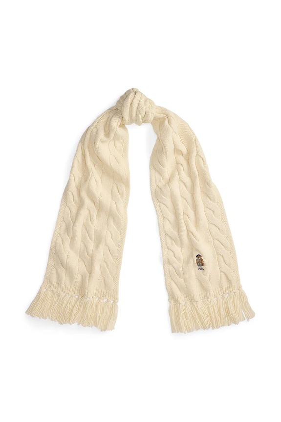 Polo Ralph Lauren szalik wełniany 455981434 beżowy AW25