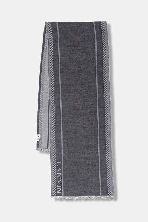 Lanvin szalik z dodatkiem wełny drobny wzór szary 710009280