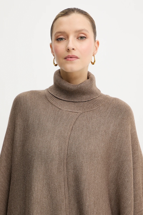 BOSS poncho z dodatkiem wełny Larenia_poncho brązowy 50551146