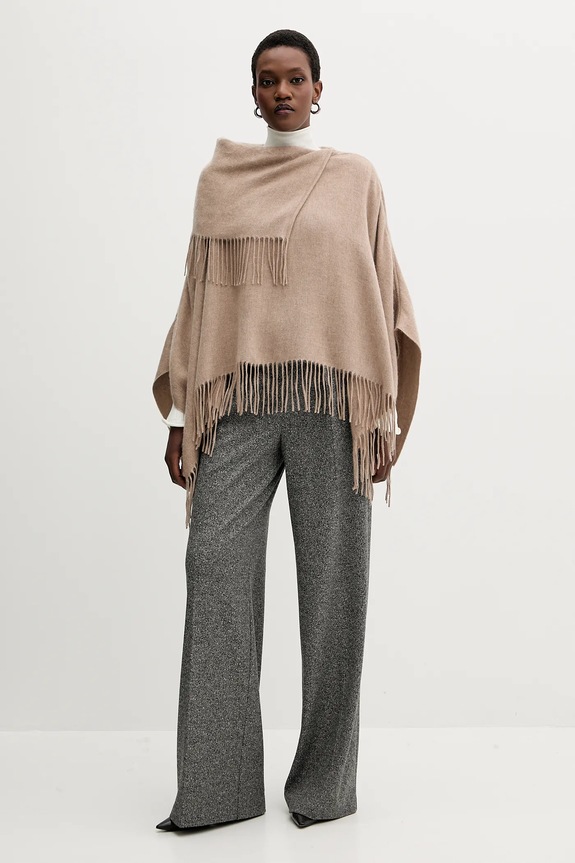 Marella poncho in contone 2523546056200 beige AW25