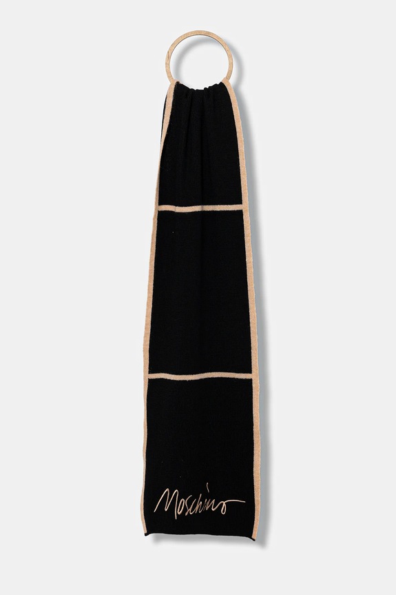 Moschino eșarfă de lână tricotaj negru M3351.30843