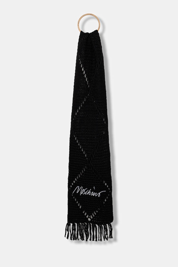 Moschino eșarfă de lână cu adaos de lână negru M3354.30817