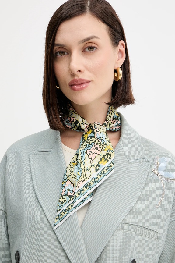 Tory Burch foulard in seta Dream Paisley Silk tessuto blu 177165.960