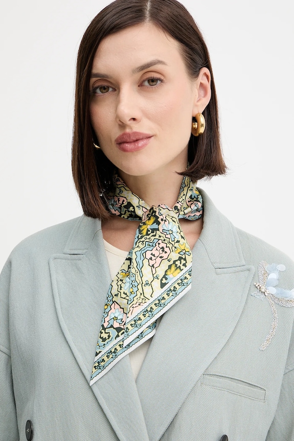 Tory Burch foulard in seta Dream Paisley Silk tessuto blu 177165.960
