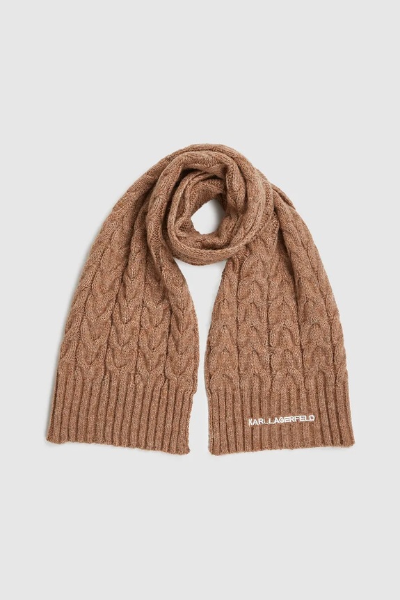 Kratki šal s primjesom vune Karl Lagerfeld K/ESSENTIAL bez uzorka bež A4W33029