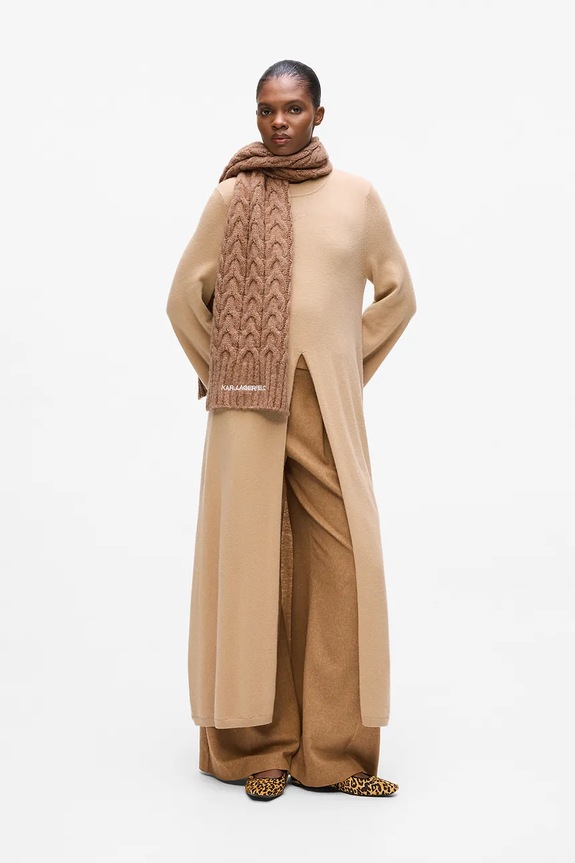 Kratki šal s primjesom vune Karl Lagerfeld K/ESSENTIAL A4W33029 bež
