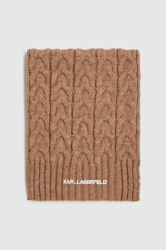 Kratki šal s primjesom vune Karl Lagerfeld K/ESSENTIAL A4W33029 bež AW25