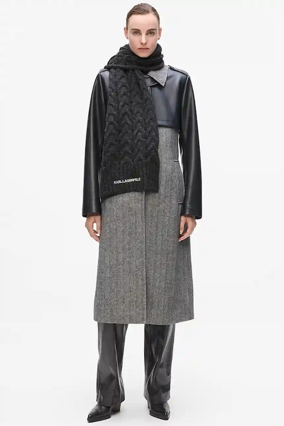 Μαντήλι από μείγμα μαλλιού Karl Lagerfeld IKON A4W33029 γκρί