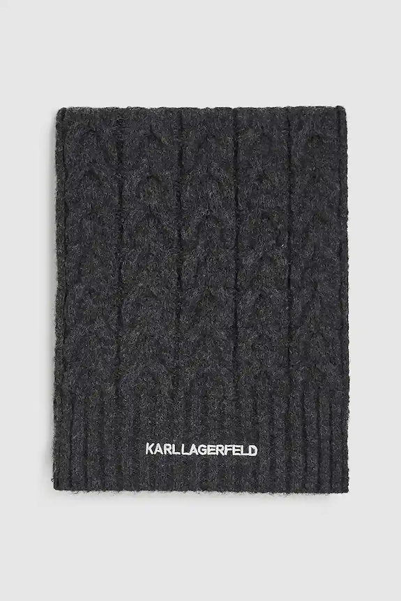 Kratki šal s primjesom vune Karl Lagerfeld K/ESSENTIAL A4W33029 siva AW25