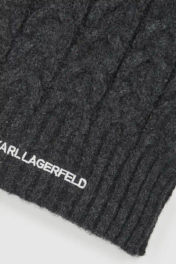 Dodaci Kratki šal s primjesom vune Karl Lagerfeld K/ESSENTIAL A4W33029 siva
