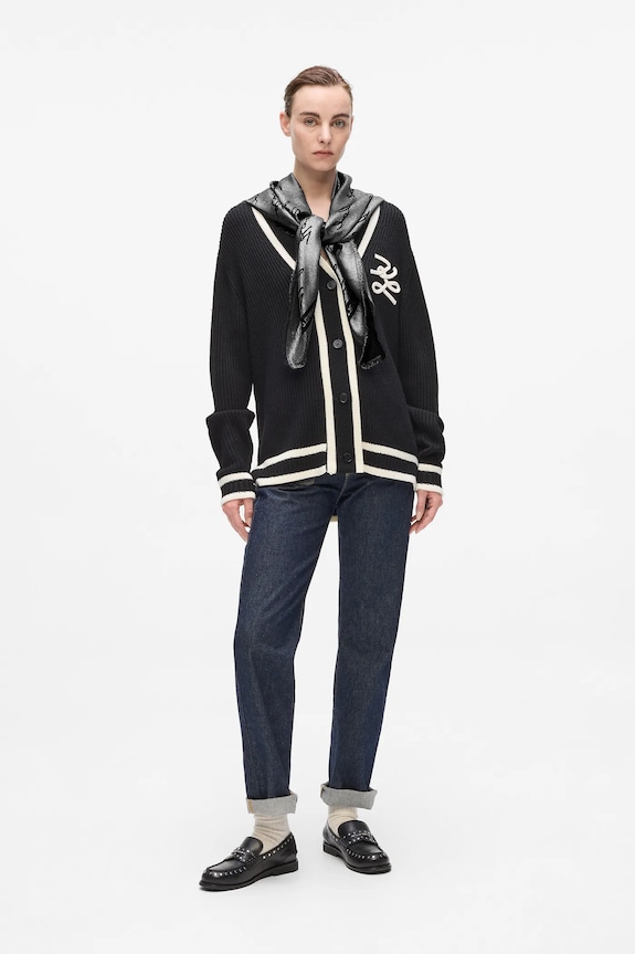 Marama s dodatkom svile Karl Lagerfeld K/SIGNATURE A4W33034 crna