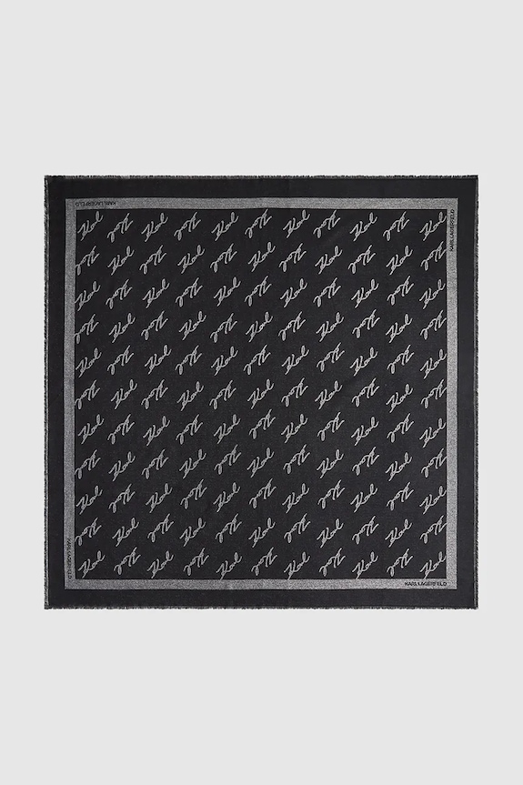 Κασκόλ με προσθήκη μεταξιού Karl Lagerfeld IKON A4W33034 μαύρο AW25