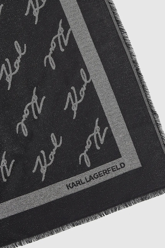 Κασκόλ με προσθήκη μεταξιού Karl Lagerfeld IKON μαύρο A4W33034