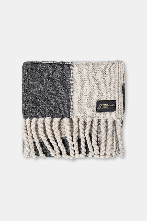 GANNI szalik z dodatkiem wełny Wool Cotton Bubble A6662 szary AW25
