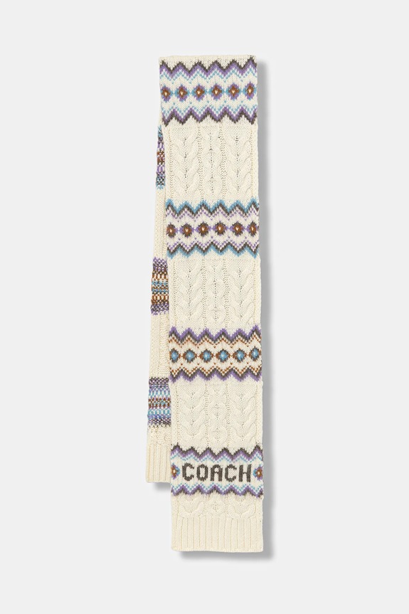 Coach eșarfă cu lână cu modele bej 29COWC540661