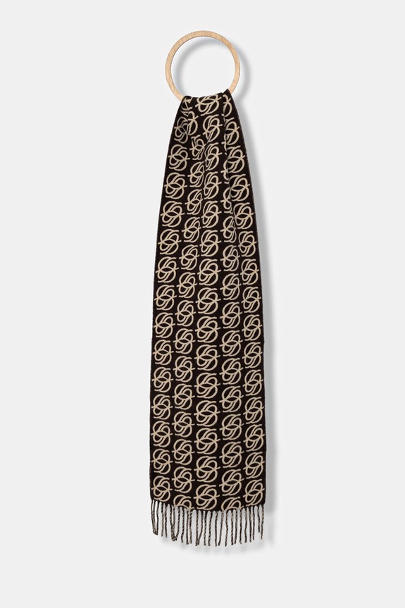 Drôle de Monsieur eșarfă de lână L'Echarpe Monogramme cu modele maro I.SF118.WO046