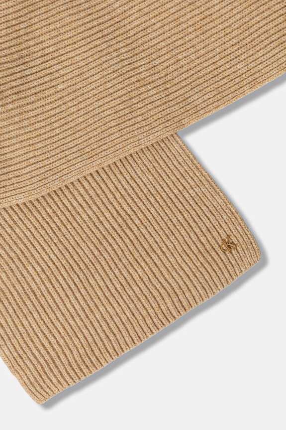 Μάλλινο κασκόλ Calvin Klein LV04D8056G καφέ AW25