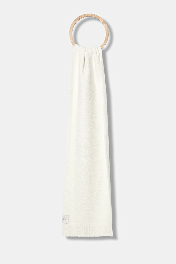 Calvin Klein szalik z wełną gruba beżowy LV04D8066G