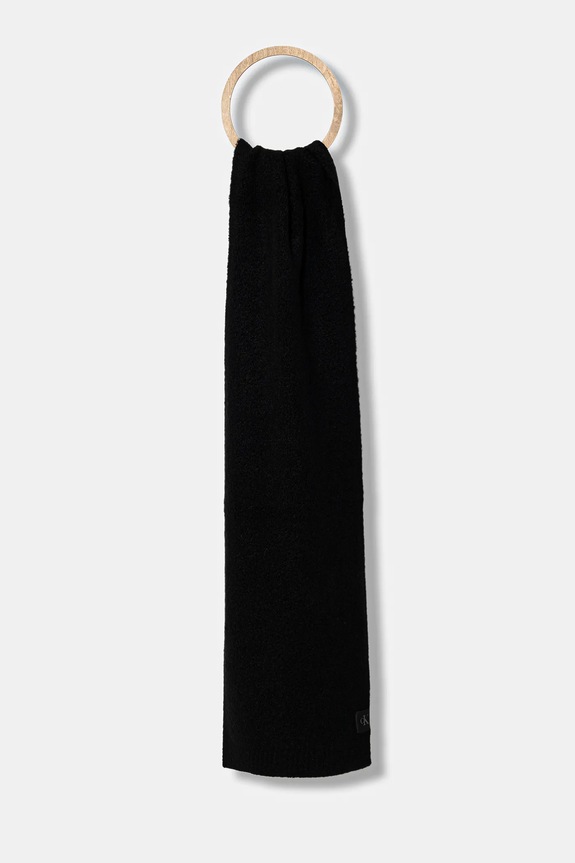 Μάλλινο κασκόλ Calvin Klein χοντρό μαύρο LV04D8066G