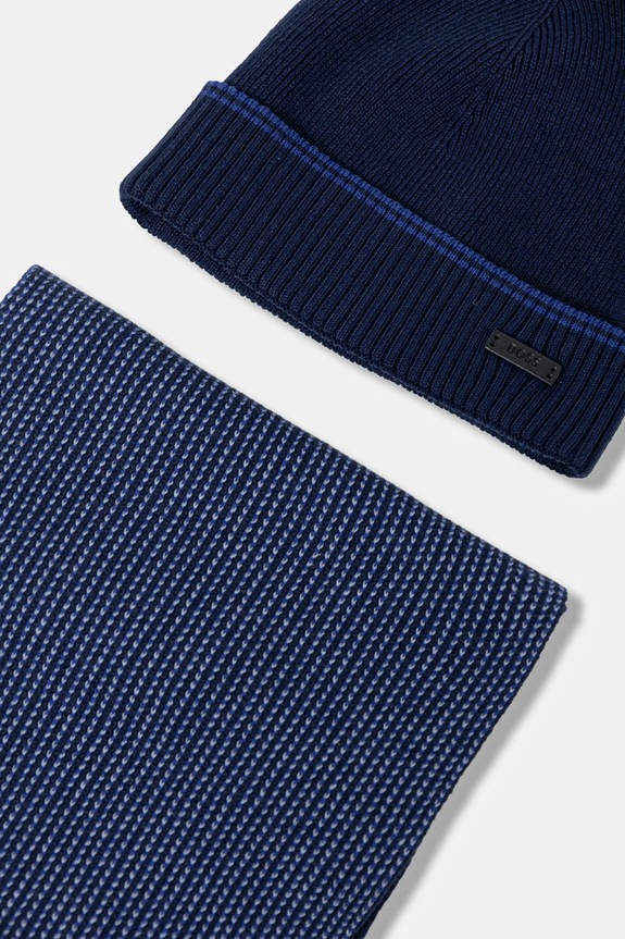 BOSS gyapjú sapka és sál sötétkék 50548858