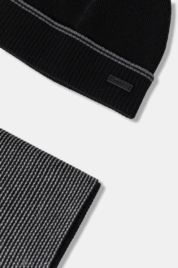 BOSS gyapjú sapka és sál fekete 50548858