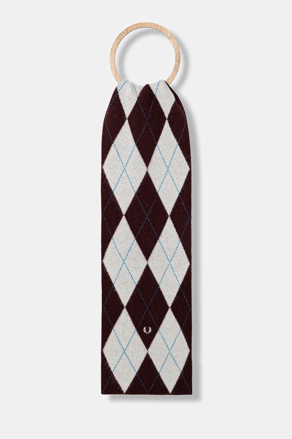 Fred Perry szalik wełniany tkanina bordowy C1133